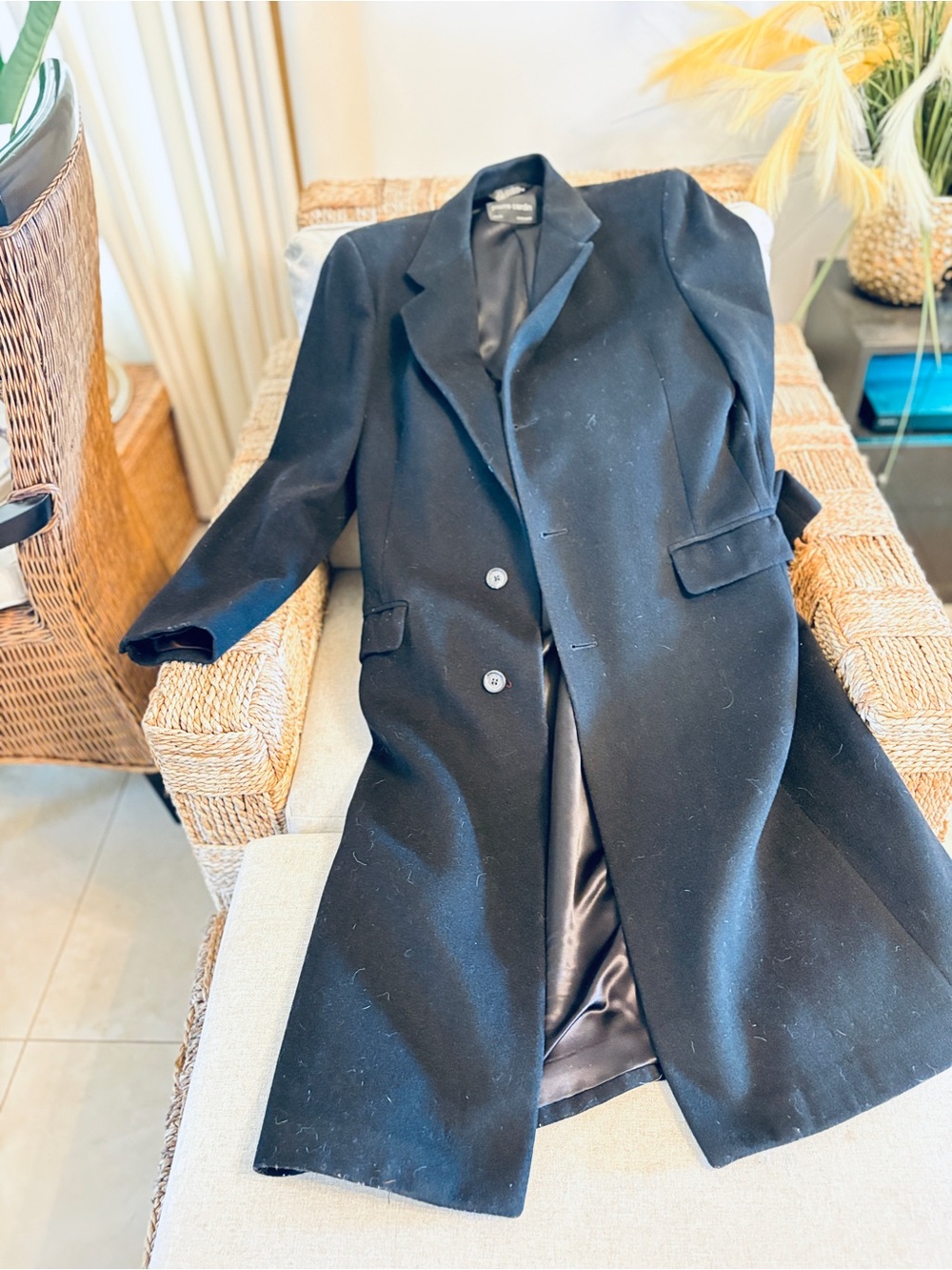 Pierre Cardin Black Wool Pea Coat - Black - Picture 4 of 8
